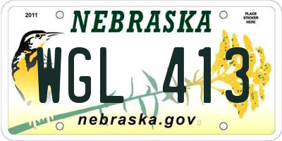 NE license plate WGL413