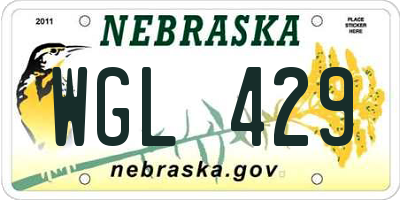 NE license plate WGL429