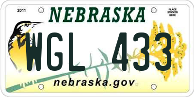 NE license plate WGL433