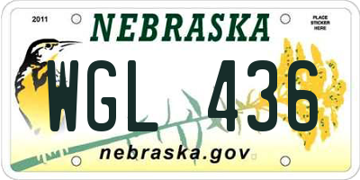 NE license plate WGL436
