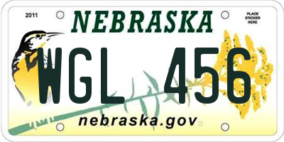 NE license plate WGL456