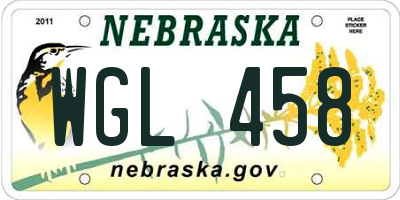 NE license plate WGL458