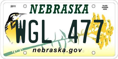 NE license plate WGL477