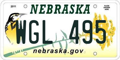 NE license plate WGL495