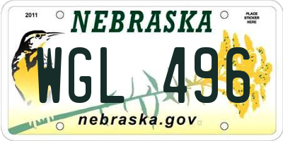 NE license plate WGL496