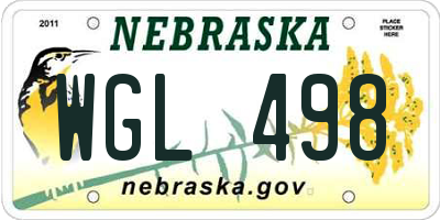 NE license plate WGL498