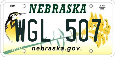 NE license plate WGL507