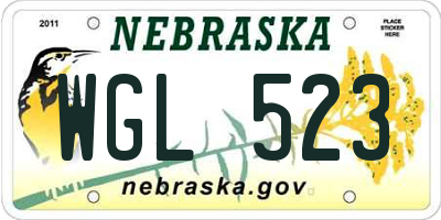 NE license plate WGL523