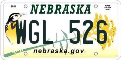 NE license plate WGL526