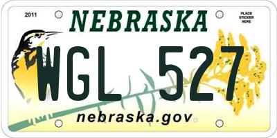 NE license plate WGL527