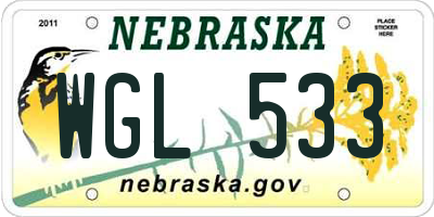 NE license plate WGL533