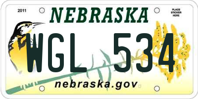 NE license plate WGL534