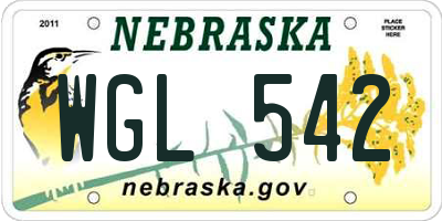 NE license plate WGL542