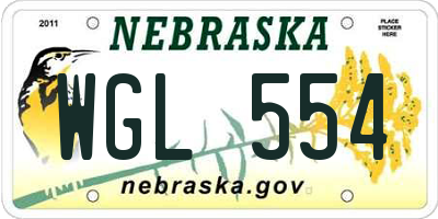 NE license plate WGL554