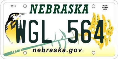 NE license plate WGL564