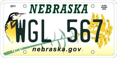 NE license plate WGL567