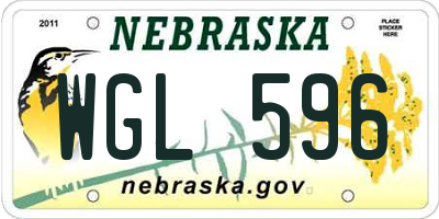 NE license plate WGL596