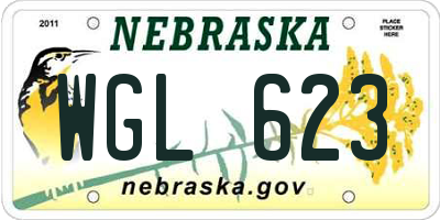 NE license plate WGL623