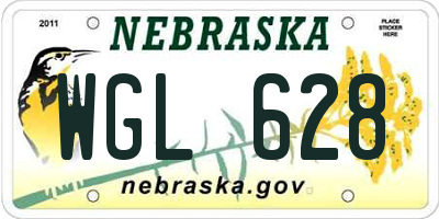 NE license plate WGL628