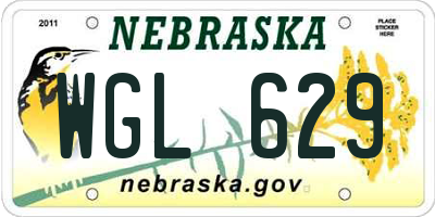 NE license plate WGL629