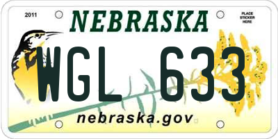 NE license plate WGL633