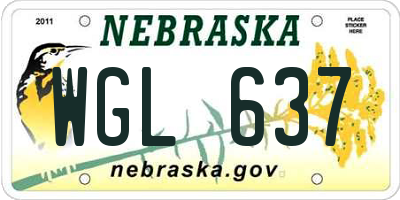 NE license plate WGL637