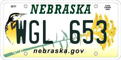 NE license plate WGL653