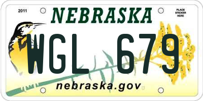 NE license plate WGL679