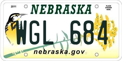 NE license plate WGL684
