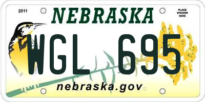 NE license plate WGL695