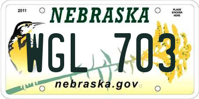 NE license plate WGL703