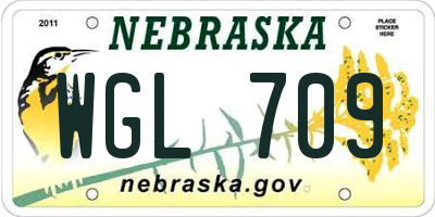 NE license plate WGL709
