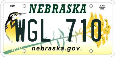 NE license plate WGL710