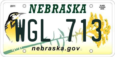 NE license plate WGL713