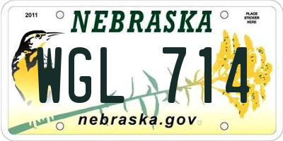 NE license plate WGL714