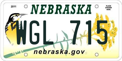 NE license plate WGL715