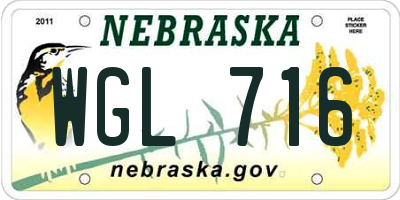 NE license plate WGL716