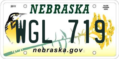 NE license plate WGL719