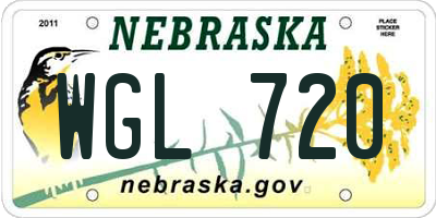 NE license plate WGL720