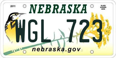 NE license plate WGL723