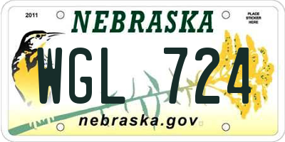 NE license plate WGL724