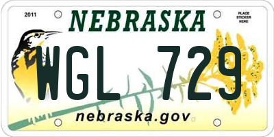 NE license plate WGL729