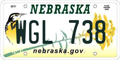 NE license plate WGL738