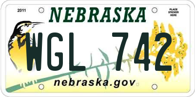 NE license plate WGL742