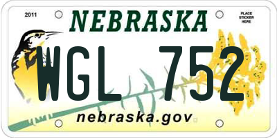 NE license plate WGL752