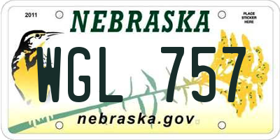 NE license plate WGL757