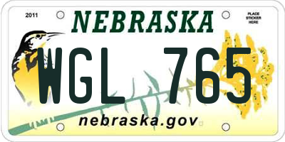 NE license plate WGL765