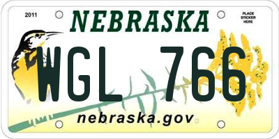 NE license plate WGL766