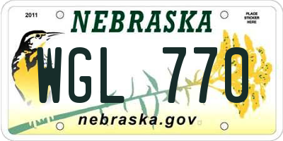 NE license plate WGL770