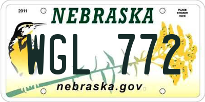 NE license plate WGL772